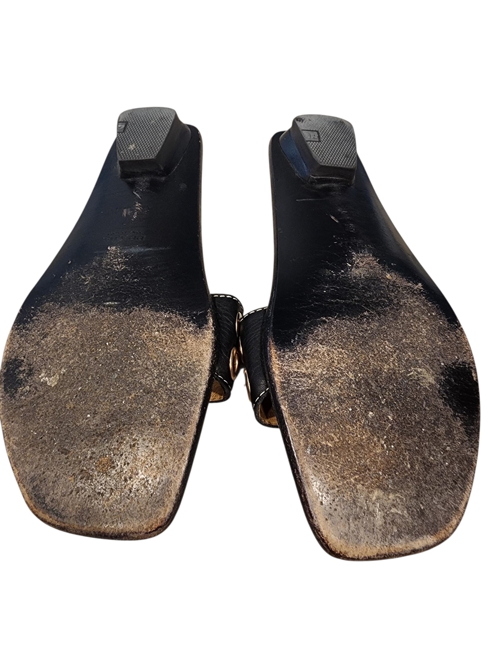Prada Black Leather Square-Toe Slide Sandals - Picture 9 of 13